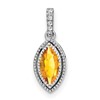 14k White Gold Marquise Citrine and Diamond Pendant