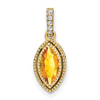 Load image into Gallery viewer, 14k Marquise Citrine and Diamond Pendant
