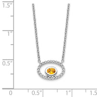 Load image into Gallery viewer, 14k White Gold Oval Citrine and Diamond 18in. Necklace

