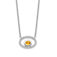 Load image into Gallery viewer, 14k White Gold Oval Citrine and Diamond 18in. Necklace
