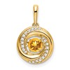 14k Round Citrine and Diamond Pendant