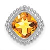 14k White Gold Cushion Citrine Chain Slide