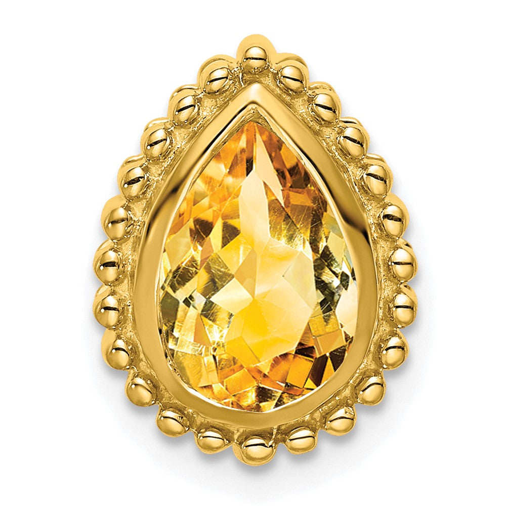 14k Pear Citrine Chain Slide