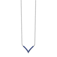 Load image into Gallery viewer, 14k White Gold Sapphire 18in. V-Necklace
