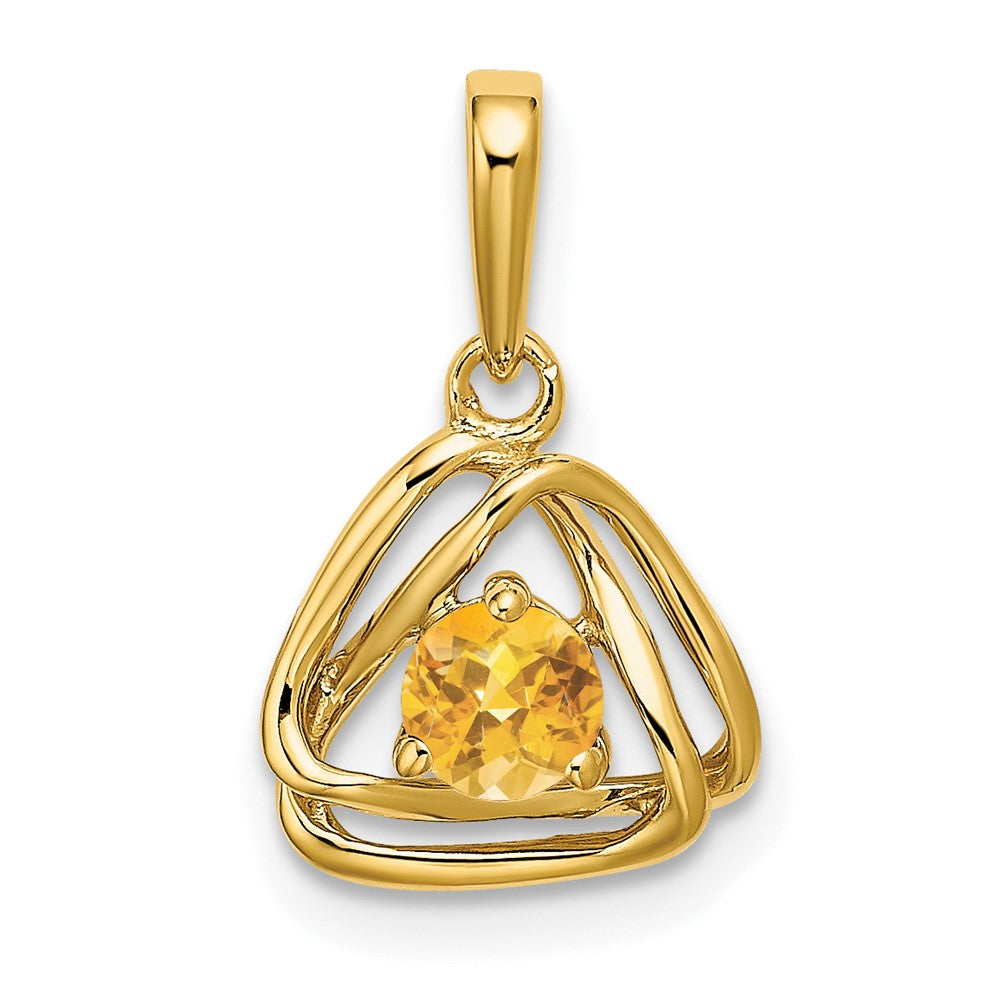 14k Citrine Triangle Pendant