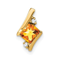 Load image into Gallery viewer, 10k Yellow Gold Cushion Citrine and Diamond Chain Slide
