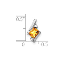 Load image into Gallery viewer, 14K White Gold  Cushion Citrine and Diamond Chain Slide
