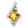 14K White Gold  Cushion Citrine and Diamond Chain Slide