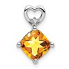 14k White Gold Citrine and Diamond Heart Chain Slide