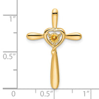 Load image into Gallery viewer, 14k Citrine Cross w/Heart Chain Slide
