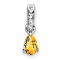 Load image into Gallery viewer, 10k White Gold Pear Citrine and Diamond Pendant
