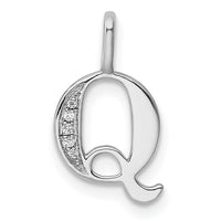 Load image into Gallery viewer, 14K White Gold Diamond Letter Q Initial Pendant
