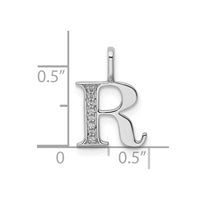 Load image into Gallery viewer, 14K White Gold Diamond Letter R Initial Pendant
