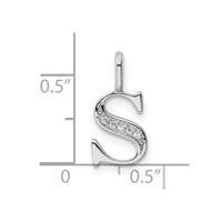 Load image into Gallery viewer, 14K White Gold Diamond Letter S Initial Pendant
