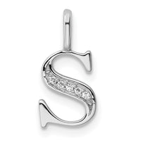 Load image into Gallery viewer, 14K White Gold Diamond Letter S Initial Pendant
