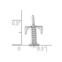 Load image into Gallery viewer, 14K White Gold Diamond Letter T Initial Pendant
