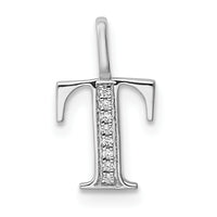 Load image into Gallery viewer, 14K White Gold Diamond Letter T Initial Pendant
