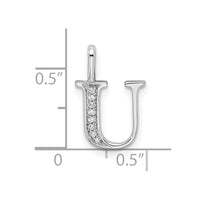 Load image into Gallery viewer, 14K White Gold Diamond Letter U Initial Pendant
