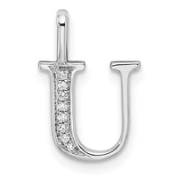 Load image into Gallery viewer, 14K White Gold Diamond Letter U Initial Pendant
