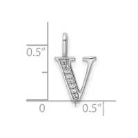 Load image into Gallery viewer, 14K White Gold Diamond Letter V Initial Pendant
