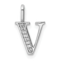 Load image into Gallery viewer, 14K White Gold Diamond Letter V Initial Pendant
