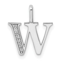 Load image into Gallery viewer, 14K White Gold Diamond Letter W Initial Pendant

