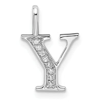 Load image into Gallery viewer, 14K White Gold Diamond Letter Y Initial Pendant

