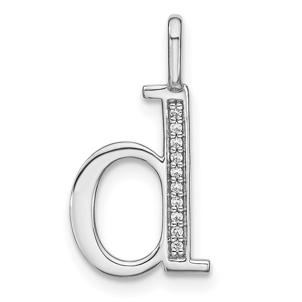 14K White Gold Diamond Lower Case Letter D Initial Pendant