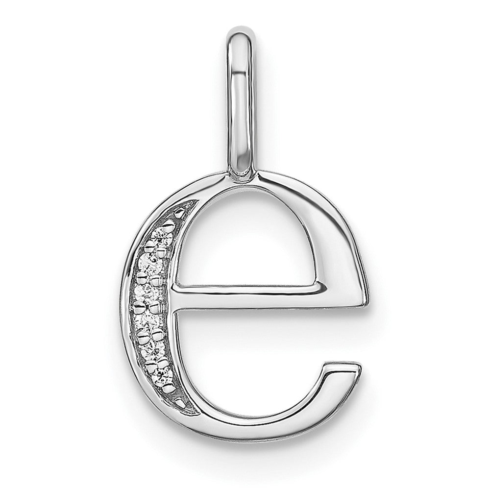 14K White Gold Diamond Lower Case Letter E Initial Pendant
