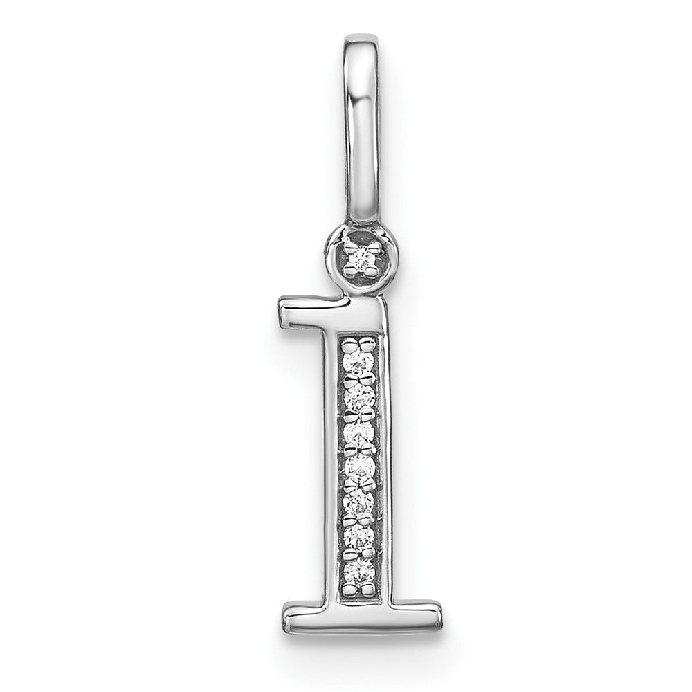 14K White Gold Diamond Lower Case Letter I Initial Pendant