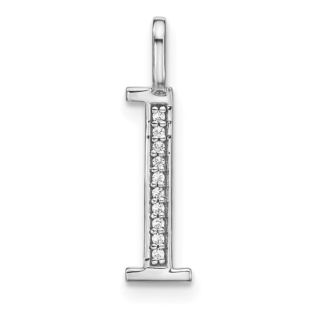 14K White Gold Diamond Lower Case Letter L Initial Pendant