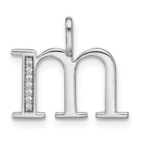 Load image into Gallery viewer, 14K White Gold Diamond Lower Case Letter M Initial Pendant
