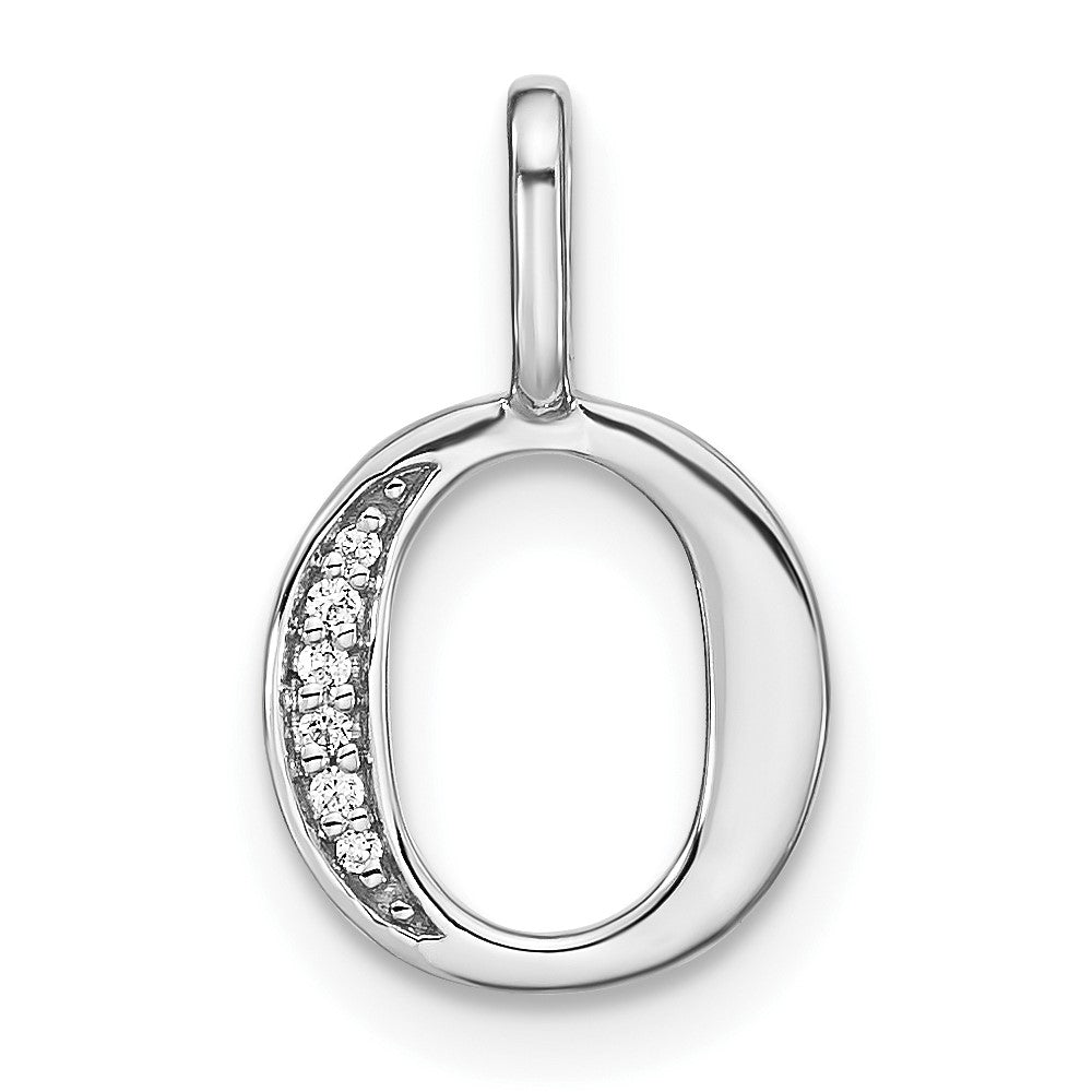 14K White Gold Diamond Lower Case Letter O Initial Pendant