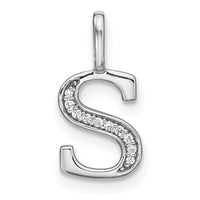 Load image into Gallery viewer, 14K White Gold Diamond Lower Case Letter S Initial Pendant
