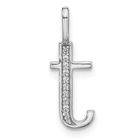 Load image into Gallery viewer, 14K White Gold Diamond Lower Case Letter T Initial Pendant
