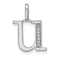 Load image into Gallery viewer, 14K White Gold Diamond Lower Case Letter U Initial Pendant
