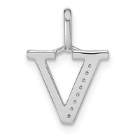 Load image into Gallery viewer, 14K White Gold Diamond Lower Case Letter V Initial Pendant
