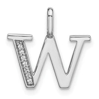 Load image into Gallery viewer, 14K White Gold Diamond Lower Case Letter W Initial Pendant
