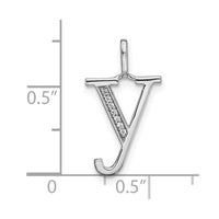 Load image into Gallery viewer, 14K White Gold Diamond Lower Case Letter Y Initial Pendant
