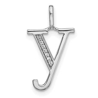 Load image into Gallery viewer, 14K White Gold Diamond Lower Case Letter Y Initial Pendant
