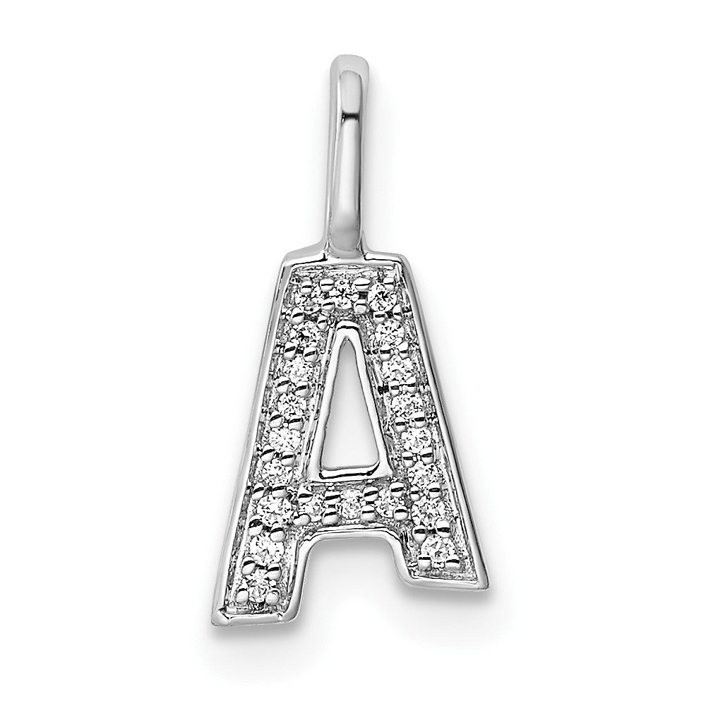 14K White Gold Diamond Letter A Initial Pendant