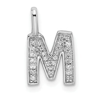 Load image into Gallery viewer, 14K White Gold Diamond Letter M Initial Pendant
