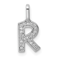 Load image into Gallery viewer, 14K White Gold Diamond Letter R Initial Pendant
