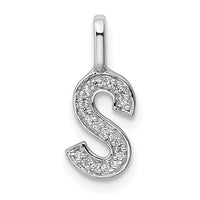 Load image into Gallery viewer, 14K White Gold Diamond Letter S Initial Pendant
