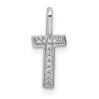 Load image into Gallery viewer, 14K White Gold Diamond Letter T Initial Pendant
