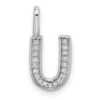 Load image into Gallery viewer, 14K White Gold Diamond Letter U Initial Pendant

