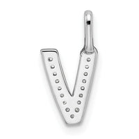 Load image into Gallery viewer, 14K White Gold Diamond Letter V Initial Pendant
