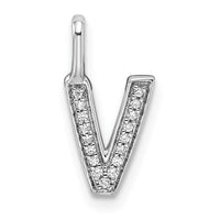 Load image into Gallery viewer, 14K White Gold Diamond Letter V Initial Pendant
