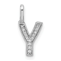 Load image into Gallery viewer, 14K White Gold Diamond Letter Y Initial Pendant
