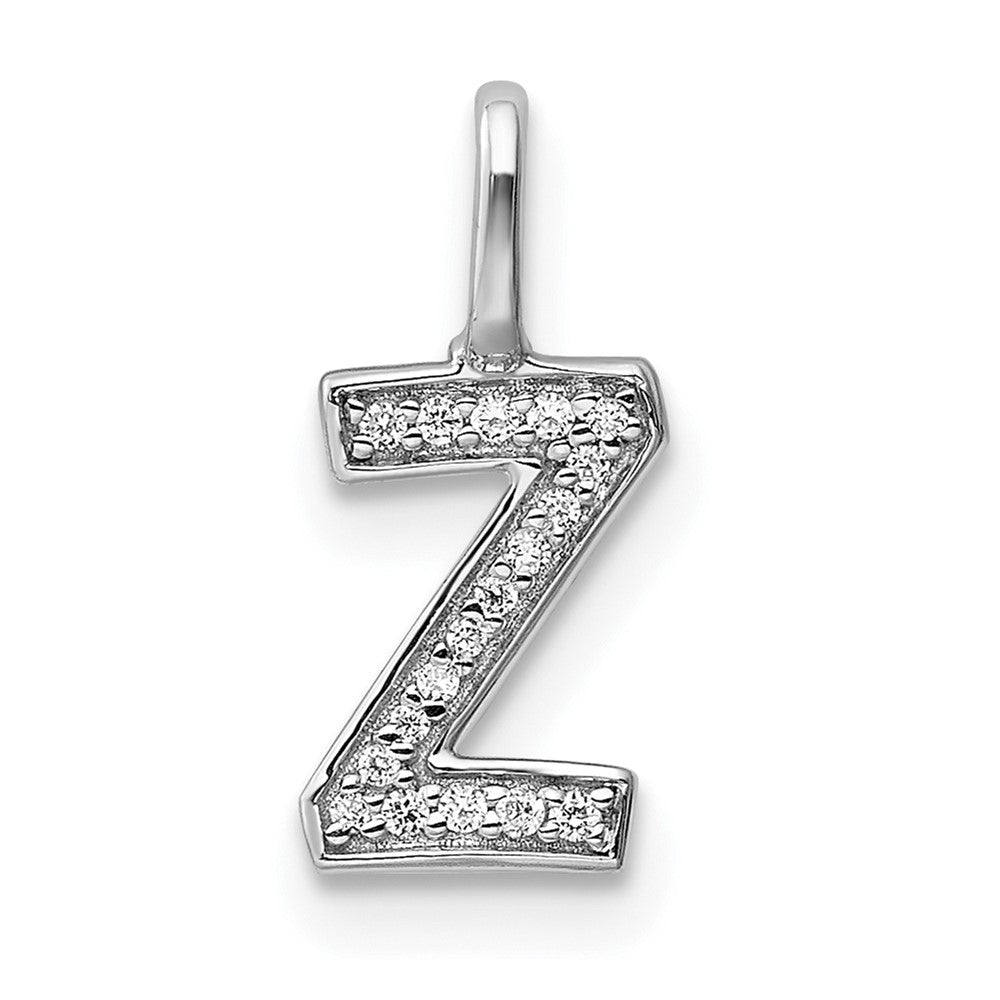 14K White Gold Diamond Letter Z Initial Pendant